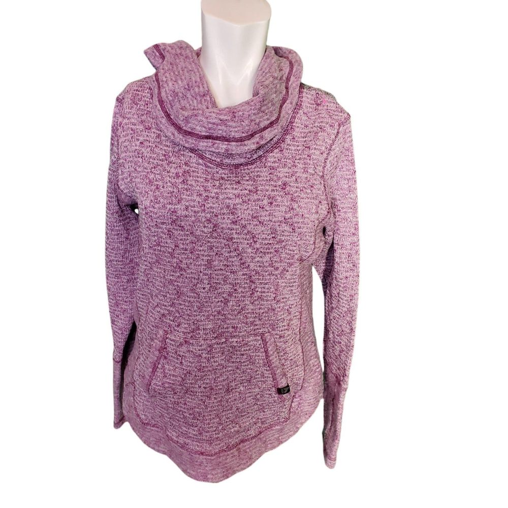 RBX Magenta Waffle Knit Fleece Cowl Neck Activewear Pullover Thumbholes sz M/L